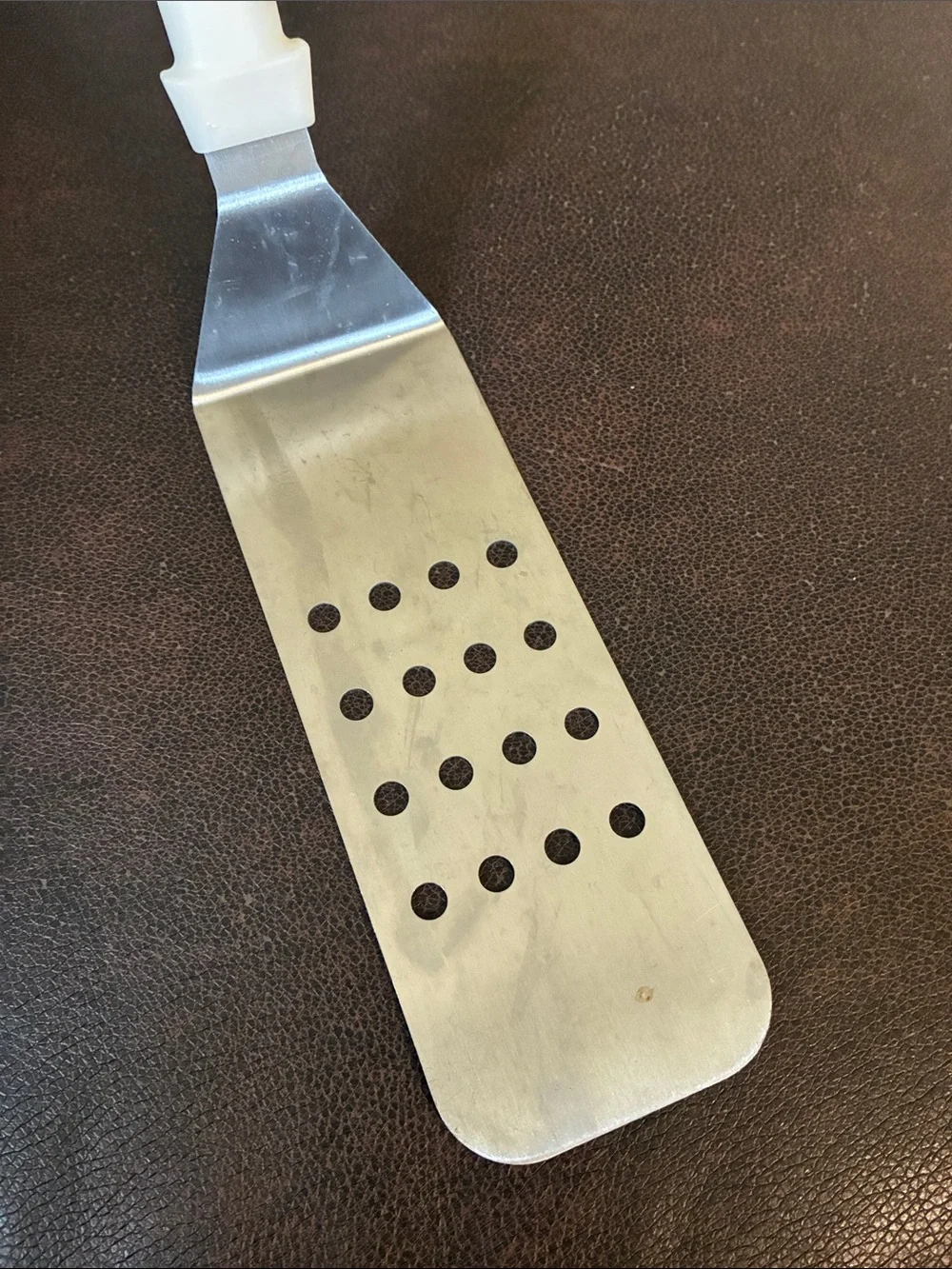 White-Handled Stainless Steel Slotted Turner Spatula